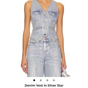 Blank NYC Franklin straight Denim Women's Jeans Vest distressed.  Silver Star